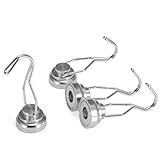 マグネットフック　PChero 4パックなステンレス製フック、11.3kgを支える、垂直フレキシブルの耐重な回転フック