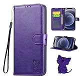 シャープ AQUOS Sense8(SH-54D/SHG11)ケース 手帳型 シャープセンス8ケース sh-54dケース shg11ケース sense8スマホケース アクオスセンス8ケース case 笑顔猫 ストラップ付き ベルトマグネット スタンド機能【AQUOS Sense8 SH-54D/SHG11対応】パープル