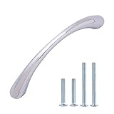 AmazonBasics Tapered Bow Cabinet Handle, 3" Length (2.52" Hole Center), Polished Chrome, 10 Pack