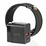 ArtO 【両ポート急速充電】 35W Type-C & USB-A 急速充電器 2ポート PD/PPS/QC3.0 GaN 1.5m絡まないケーブル付 PSE認証済 ブラック iPhone対応