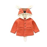 Cutelove　コート　トップス　フード付き　ニホンジカのデザイン　長袖　綿　男の子　女の子　ボーイズ　ガールズ　ベビー　赤ちゃん　幼児　秋　冬　可愛い　暖かい　保温　防寒　ファッション　カジュアル