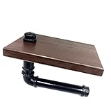 Seneng トイレットペーパー ホルダー 棚付き レトロ パイプ型 (ブラック)