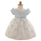 TMM　ベビードレス レモニードレス フォーマルドレス キッズ ドレス 赤ちゃん お宮参り ティアードスカート結婚式 お呼ばれ プリンセス (90cm, ブルー)