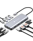 NOVOO USB C ハブ 11-in-1 トリプルディスプレイ デュアル 4K ドッキングステーション【HDMI/VGA/PD 100W 急速充電/1Gbps イーサネット/4USB-A ポート/MicroSD&SDカード】USB タイプ-C HDMI ハブ NEC/FCCL/Dynabook/MacBook Pro Air M1M2USB-C ドック