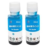 詰め替えインクキャノン用互換インクボトルCyanシアン2本セット 補充用詰替えインクカートリッジBC-340/341 BC-360/361 BC-310/311 BC-345/346 BC-365/366 BC-385/386 XKI-N10N11XL XKI-N20N21 BCI-19上記シリーズ用の汎用充填インク
