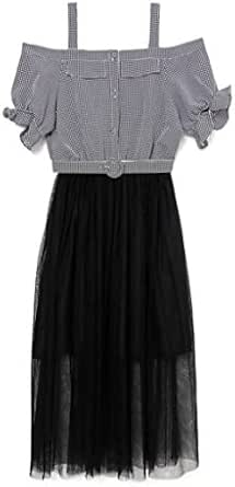 Bubbles バブルス ベルト付きギンガムオフショルワンピース ブラック F ワンピース チュニック 通販 Amazon