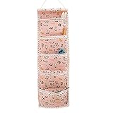 hangnuo多層レース布ハンギングクローゼットオーガナイザーover the door Hangingバッグストレージバッグ ピンク SNGD004-01