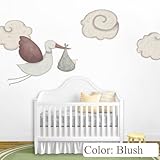 My Wonderful Walls Flying Stork Decal and Cloud Wall Stickers for Baby Nursery, Blush [並行輸入品]