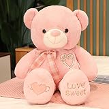 yousyu テディベアぬいぐるみ 可愛い熊抱き枕 大きいくまぬいぐるみ クマ ふわふわ抱きまくら インテリア置物 (100cm, ピンク)