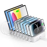 Alxum 2024 8ポート USB PD充電ステーション （USB C PD20W*2+USB A*6) 75W PSE認証済 6台同時充電 1.5A/2.4AスマートIC搭載 複数台対応 3-in-1強力な機能 Android/iPhone/iPad対応 仕切り板間隔調整可能-ホワイト 充電ケーブルは含まれていません