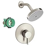 Hansgrohe KS04233-04342BN Raindance S 150 1-Jet Showerhead 2.0GPM Kit with PBV Trim, and Rough in Br