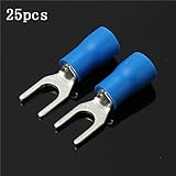 ILS - 25 pieces 16-14AWG Blue Insulated Fork Wire Connector Electrical Crimp Terminal
