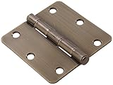 The Hillman Group 852613 3-1/2" Residential Door Hinge - 1/4" Round Corner - Removable Pin - Full Mo