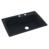 Swaoi|#Swanstone KS03322SB.015-2C 33-In X 22-In Solid Surface Kitchen Sink 2-Hole, Black Galaxy, by 