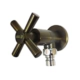 止水栓 洗濯機用 壁給水タイプ クロスハンドル ブロンズ（古銅） INK-0304018GS