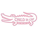 imoninn CHILD in car ステッカー　【シンプル版】　No.67　ワニさん　（ピンク色）