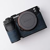 対応 Sony ソニー A7C Mark II α7C2 α7CR A7CR 専用 カメラケース カメラカバー カメラバッグ 本革 【Iborrys 純手作】銀付牛革本体+メタルベースプレート 2-in-1デザイン (レトロブルー)