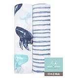 aden + anais (エイデンアンドアネイ) 【日本正規品】モスリンコットン おくるみ2枚セット(シーファリング) 2pack swaddles (seafaring) 4042