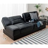 背もたれWリクライニングソファーベッド 【2： 3人掛け】 合成皮革 二分割式/引き出し収納付 [並行輸入品]