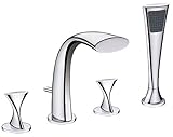 Ultra Faucets UF65340 Twist Collection Two-Handle Roman Bathtub Faucet with Hand-Shower, Chrome [並行輸