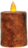 Burnt Mustard LED Timer Pillar Candle Country Primitive Lighting Dcor by BCD
