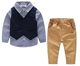 【ケーセブン】☆Kseven☆ 男の子 ベビー服 フォーマル 3点 シャツ ベスト パンツ セット 七五三 結婚式 卒園式 発表会 キッズ (100cm)