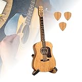 Sherum Strumbox、Sheremart Strumbox、木製アコースティックギターピックボックス、ギターピック3個付き、2024木製アコースティックギターピックボックス、ギターピックとスタンド付き(1個)