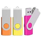 EASTBULL USBメモリ 32GB 3個セット フラッシュメモリー USB2.0 フラッシュドライブ 360° 回転式 防塵性能優れ ストラップ付き LEDライト付き (32GB 3色)
