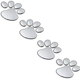 Perfectgoing 肉球 3D エンブレム カーステッカー 4個セット 立体 犬 猫 足跡 デザイン シール キュート ドレスアップ テッカー シルバー バイク 車 4個セット (肉球)