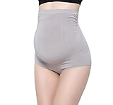マタニティショーツ 竹繊維，KUCI® 女性超弾性妊婦パンティー産前 産後 妊婦用ハイウエスト下着 (M, Grey)