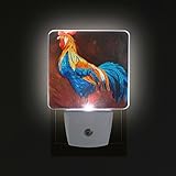 Alaza LED Night Light withスマートDusk to Dawnセンサー、油彩画Roosterプラグin Night Light Great Forベッドルームバスルーム、廊下、階