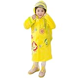 hibote レインコート 雨具 キッズ レインウェア 男の子 女の子 小学生 通学 バイザー付 110cm-120cm カッパ ランドセル 新学期用 リュックサックにも対応 イエロー M