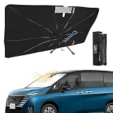 新型 セレナ C28系 専用 傘型サンシェード 車種専用設計 360°回転可能 遮光 断熱UVカット フロントガラス用 10本骨グラスファイバー ワンタッチ収納 取付簡単 収納袋付き（SERENA C28 2022年12月-現行対応）