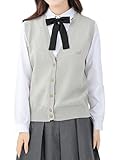 [Sharphon] ポケット付 ニットベスト 女子 スクール ベスト 春 夏 制服 vネック 前開き