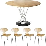 サイクロンテーブル直径110cm &amp; アルネ・ヤコブセン AntChair 5点セット デザイナーズ リプロダクト ダイニングセット Ash オフィスにも