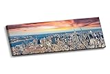 Aerial view of Manhattan New York City SunsetギャラリーWrappedパノラマHDキャンバス壁アート画像 54" x 18" 1 1/2" Deep)