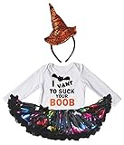 [キッズコーナー] ハロウィン Suck Your Boob ホワイト パンプキン 長袖 子供コスチューム、子供のチュチュ、ベビー服、女の子のワンピースドレス Nb-18m (ホワイト, X-Larg