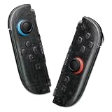 eXtremeRate Joycon 2対応用DIY交換シェルボタン、Nintendo Switch 2対応フルセットハウジングケース+デコレーションストリップ+ミドルブラケット+ボタン+工具キット デラックス版-クリア系【クリアスレートブラック】