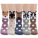 [AGRIMONY] 可愛い犬靴下レディース(5足セット)綿のいぬソックス | 面白いクリスマス＆誕生日プレゼント 女性向け（彼女・母親・女の子）| 女性喜ぶ犬ギフト 人気 | 暖かい犬グッズ | 犬好きおもしろグッズ