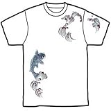 和柄Tシャツ登り鯉 白 LL