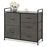 WLIVE 布製チェスト収納 チェスト タンス 衣類収納 3段5杯 引き出し付き 幅830*奥行290*高さ770mm 北欧風 簡単組立 グレー MF0027A