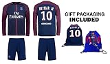 ファンKitbag Neymar Jr # 10 PSGホーム長袖サッカージャージー&ショーツパリ・サンジェルマンYouth Kidsホーム& # x2713、プレミアムギフト画像バックパック