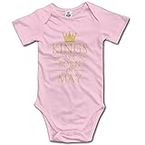 Kings Are Born in Mayキッズ半袖ボディスーツジャンプスーツ カラー: ピンク