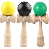 3点セットけん玉 大空 剣玉 木製 競技用けん玉 練習用（ブラック+イエロー+グリーン）