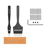 WUTA 第3世代菱目打ち レザークラフト 工具 丸目打ち レザーパンチツール DIYレザークラフト用 革細工 セット滑り止めハンドル(3mm 2+10)
