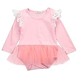 MUSTY ベビー　カバーオール　ふわふわ　飛び袖　無地　ロンパース　長袖　女の子　スカート　 チュールスカート　秋冬　ピンク　ホワイト　ブラック　 (80（6～12ヶ月）, ピンク)