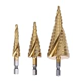 3ピースhssチタンコーティングされたステップドリルビット用金属4-12ミリメートル4-20ミリメートル4-32ミリメートル高速度鋼ウッド掘削工具