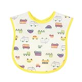 お食事エプロン お食事 楽チン ポケット付き 防水加工 赤ちゃんエプロン スタイ よだれかけ ビブ (くるま)