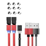 マグネット 充電ケーブル 3in1 2.4A USBケーブル L-product/Type c/Micro USB2.0 360度+180度回転 急速充電 ケーブル QC3.0 LEDライト付き 着脱式 強い磁気 防塵 (0.5mBlack+1m+2mRed)