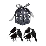 monkeyjack 6piecesブラックFeathered Crows Birds Ravens Halloween Decor & 50piecesキャンディボックス
